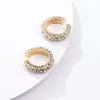 Boucles d'oreilles Color Gold Copper Metal Small Hoop Oread Boucles pour femmes Round Circle Imitation Pearl Rignestone Huggies Boucles d'oreilles bijoux de mode