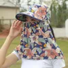 Wide Brim Hats Floral Women Sun Hat Protection Face Mask Sunscreen Bucket Neckline Neck Tea Picking Ladies/Girls