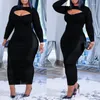 Abiti casual 2024 Donne africane Plus Size Sexy Big Dress Black