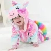 Ustawiają zimowe ubrania dla niemowląt Pamas Pamas One Piece Hooded Jumpsuits for Girls Baby Boys Pijamas Unicorn Girl