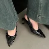 Scarpe casual 2024 Female puntate calzature puntate bling donne moderne sandali a basso tacco di tacco a basso contenuto di laiche poco profonde.