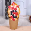 Decorative Flowers 1pcs Simulation Faux Egg Hongkong Model Display Sample Dessert Fake Pu Maker Bubble Waffle Food Chocolate Ice Cream