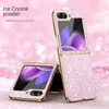 Mobiele telefoons Luxury Pating Bling Glitter telefoonhoesje voor Samsung Galaxy Z Flip 5 4 FLIP5 FLIP4 5G HARD PLASTIC SCHOKPROVENDE BESCHRIFTENDE BESPREKENDE COVER D240424