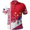 Men's Polos Philippines Flag Map Polo Shirts For Men 3D Printed Button Shirt Casual Loose Short Sleeve Summer Hawaiian Tops Street Tees