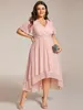 Party Dresses Plus Evening V-Neck Midi With Ruffles Sleeve Knee-Length 2024 BAZIIINGAAA Of White Chiffon Wedding Guest