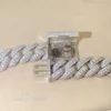 En gros hip hop glacé ou 3 rangées Gra Certificat VVS Moisanite Fine Bijoux Colliers Miami Silver 20 mm Chaîne de liaison cubaine