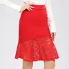 Business Wear Ruffles Hem Mermaid Style Plus Size Office Lace Skirts Women Pencil Skirt S-5XL 240418