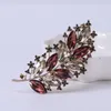 Broches Vintage Crystal Luxury Rignestone Botanical Leaf Brooch Fashion Feather Pin pour femmes Banquet Robe Bijoux Accessoires