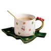 Mugs Christmas Gift Ceramic Coffee Cup Set Water Guldmålning High-end liten lyxig utsökt maträtt och sked