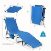 Camp Furniture 1pc Foldable Lounge Chair Outdoor Adjustable Beach Patio And Pool Recliner With Sun Shade