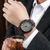 Yikaze rétro pour hommes montres en quartz de luxe classique regarder la mode Big calin cuir bretette Date de bracelet militaire pour hommes 240408