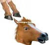 Nueva llegada máscara de cabeza de caballo de látex espeluznante más patas de vestuario de los pies del caballo Prop Brown9508944