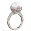 Anneaux de mariage Design unique Big Round Imitation Pearl Setting Ring