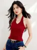 Women's Tanks Korean Camisole For Women Ribbed Slim Fit Crop Tops Y2k Summer Fashion Female Red Tank 2024
