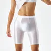 Onderbroek Men Boxer shorts Sexy bulge zakje olie glanzende stammen slanke pasvorm verlengen huis ondergoed zachte comfort hoge elasticiteit glad mager