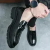 Casual Shoes Summer Elegant Men's Classic Retro Style Brand Round Toe Thick Sole Leather Formal Wedding