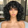 Wigs Bob Wig Bouncy Curly Human Hair Wigs Afro Funmi Curly Brazilian Hair Pixie Cut Cheap Glueless Wig Machine Made Wig With Bangs