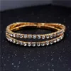 Beaded New Fashion Crystal Womens Armband Bangle Chains Crystal Gold Color Elastic Armband Handsmycken Bröllopstillbehör 240423