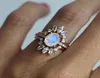 Cluster anneaux 3pcssets bohème géométrique Géométrique Crystal Stone Moonstone Rose Gold Ring Elegan Fashion For Women Jewelry Accessori48535601