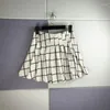 Skirts Women Early Spring Striped Plaid Wool High-waisted Pleated Short Skirt