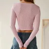 Women's T Shirts Cute Lace Stitching Milkmaid Textured Ribbed Knitted Top Pink White Coquette Aesthetic Long Sleeve Tops Lolita T-shirt