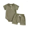 Roupas de roupas de verão nascidas bebês roupas de menino de cor de cor curta de cor curta e shorts casuais