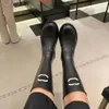Каналы женщин роскошные дождевые ботинки дизайнер лодыжка зимняя толстая подошва Martin коленные ботинки