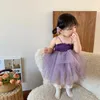 Girl Dresses Korean Style Summer Baby Girls Dress Children Suspender Sling Smoking Pleat Solid Color Mesh TUTU Princess Skirt A220