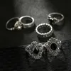 Lotus Joint Crown Hollow med Diamond Water Droplet Oil Drop Ring Set