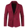 Herrenanzüge roter Anzug lässiger, solide Single Breaceed Coat Blazer Slim Fit Revers Kragen formelle modische Hochzeitsbräutigam