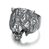 Megin D Stainless Steel Animal Head Punk Rings for Men Women Couple Friends Gift Fashion Jewelry 240420