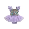 Pezzi neonati neonati per bambini abbigliamento per frumper manicotto a mosca sirena stampa in tulle di giuntura tutu body sunsuits abiti abiti