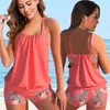 Kvinnors badkläder Kvinnlig sommarrandig tryck Bikini Set Sexig baddräkt Kvinnor Baddräkt Tvåbit Set Loose Beach TankNi 2#
