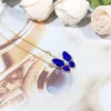 Collier de boucles d'oreilles bracelet Europe America Bijoux de mode Feme Femme Femmes Cadre en laiton Diamond Lapis Lazi 18K Gol