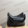 23B Kobieta Vintage Cielęk skóry Maxi hobo diamentowe kratowe kratowe torby na ramię skórzany złoty łańcuch z monety kluczowe trendy dużych pojemności projektant czarny torebka 37x27cm