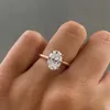 Eenvoudige stijl 14K 18K Echte vaste geelgouden ring met briljante gesneden Emerald Oval Pear 2ct Moissanite Rings sieraden voor dame