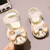 Sandalet Yaz Bebek Kızlar Sandalet Bowtie Moda Pembe Prenses Toddler Ayakkabı Yumuşak Sole Bebek Ayakkabıları 0-3 Yıl Enfant Fille 240423