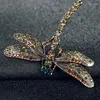 Brosches crystal vintage slända kvinnor elegant mode stor insekt brosch stift klänning kappa tillbehör söta smycken gåvor