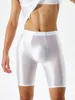 Onderbroek Men Boxer shorts Sexy bulge zakje olie glanzende stammen slanke pasvorm verlengen huis ondergoed zachte comfort hoge elasticiteit glad mager