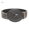 Belts Western Cowboy PU Horse Pattern Buckle Waist Belt Floral Engraved Embossed Faux Leather Waistband For Women Jeans