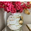 Vasi Golden Lotus Relief Ceramic Vase Flowers Pots Decoration Desta artificiale Disposizione floreale decorativa artificiale in porcellana