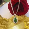Pendants Kofsac Beautiful Women Collier Crystal Green Water Droplets Pendant 925 Silver Lady Shiny Luxury Zircon Party Bijoux