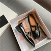 Buty zwykłe Spring Women Pumps Split Skóra do kwadratowego palca Chunky Low Mary Janes Brown Zaptos de Majer