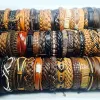 Bracelets MIXMAX 100pcs retro leather bracelets for men's women's unisex handmade surfer cuff black brown color bangle wristband jewelry