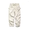 Men's Pants Japanese Retro Trend Casual Two Tone Pure Cotton Gold Thread Work Streetwear Mens Cargo