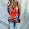 Elegant Womens Leaf Print Camisole Summer Sexy V-Neck Sans manches Pullor Top Top Dames Casual Loose Beach Sling Blouse 240418