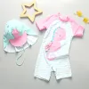 ملابس السباحة للسباحة للبنات فتاة طويلة الأكمام Swimsuit UPF50 Beach Children UV Protection Salting Suity With Baby Toddler Kids