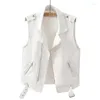 Women's Vests 2024 Denim Tank Top Jacket Fashion Spring Summer Zipper White Sleeveless Tops Female Jeans Coat