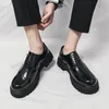 Casual Shoes Man British Classic Pointed Dress Mens Patent Leather Black Wedding Oxford Formal Glossy Fashion