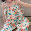 Kleidungssets 2024 Sommer Neue Mädchen Anzüge Anzüge süße Blumenweste und Anti-Moskito-Hosen Kinder Kleidung Sets Fashion Kids Outfit